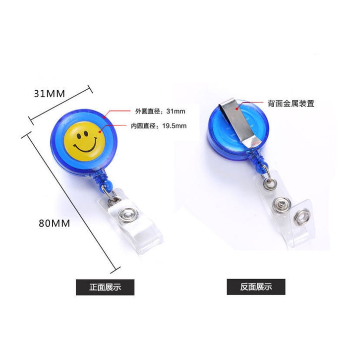 Wholesale Smiley face pull buckle retractable buckle Badge Reels Keychains