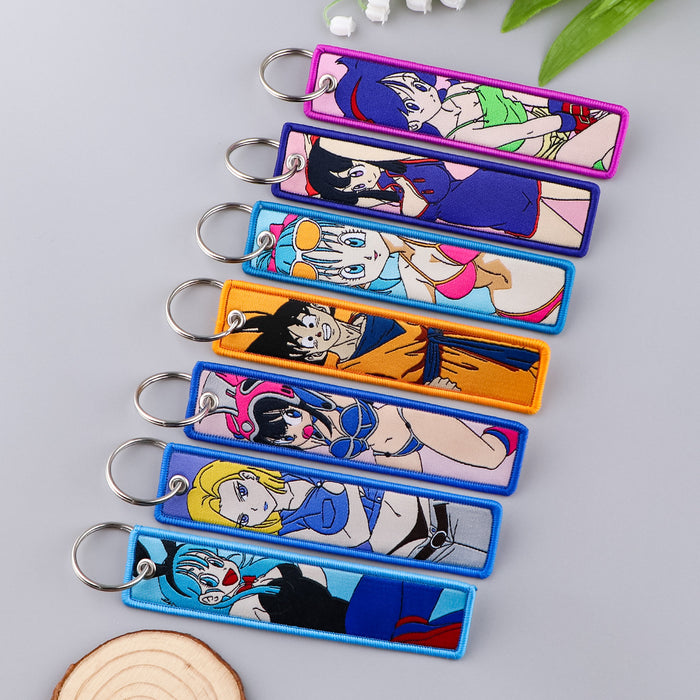 Wholesale  Woven Label Keychain Cartoon Pendant Woven Fabric Cartoon Accessory