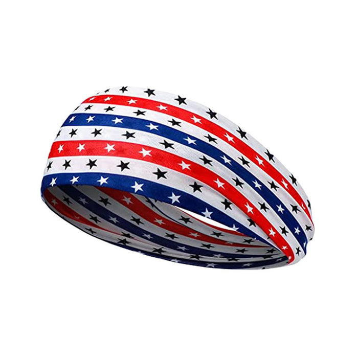 Wholesale American Flag Independence Day Stars Knotted Sweat Absorbent Sports Bundle Fabric Headband JDC-HD-YunQ002