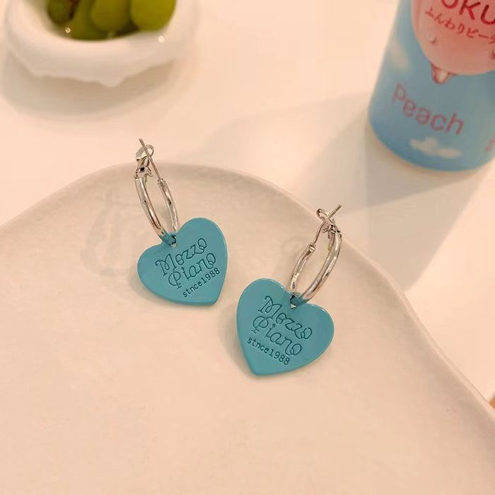 Wholesale Blue Love Letter Alloy Earrings JDC-ES-TongS006
