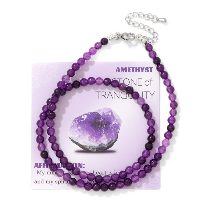 Wholesale 4mm stone bead necklace with stainless steel lobster clasp choker length