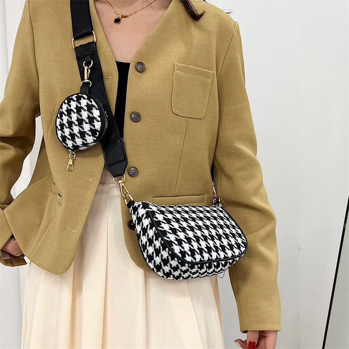 Wholesale Canvas Plaid Mother and Child Simple Single Shoulder Crossbody Small Square Bag JDC-SD-YouW016