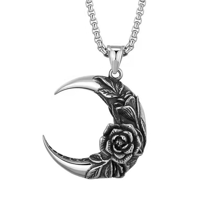 Wholesale Moon Rose Necklace Hip Hop Street Personality Punk Pendant