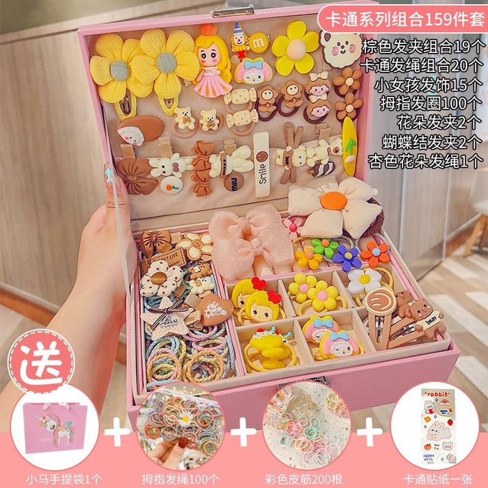 Wholesale Children' s New Headwear Girl Birthday Gift Jewelry Box Princess Girl Hair Accessories Set Gift Box Baby Hair Clip