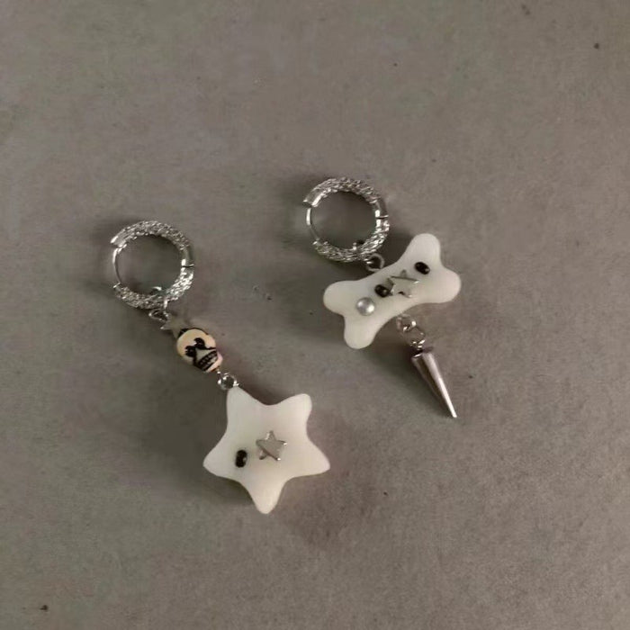 Wholesale Retro bead asymmetrical flower ear buckle design with a sense of niche temperament, simple and unique ear buckle