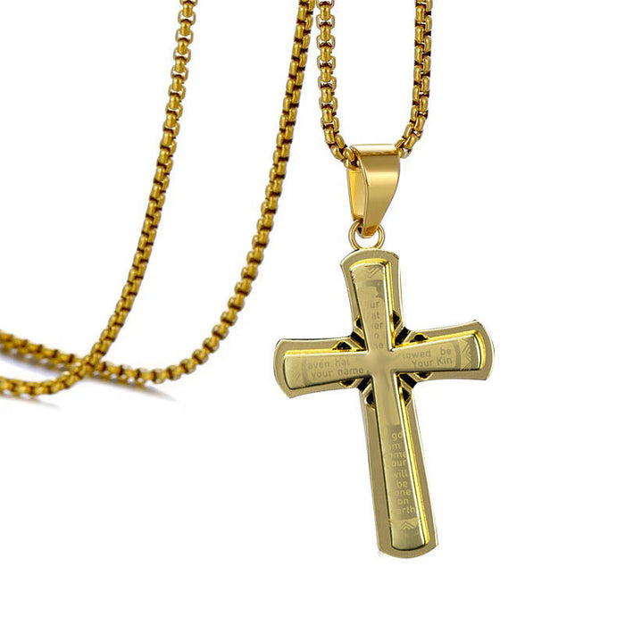 Wholesale Cross necklace, retro titanium steel chain, personalized accessories