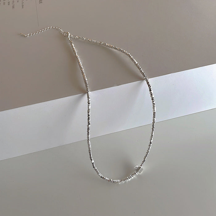 Wholesale Broken silver necklace for women with a niche design, personalized simplicity, versatile temperament, fashionable double-layer pearl necklace, collarbone chain