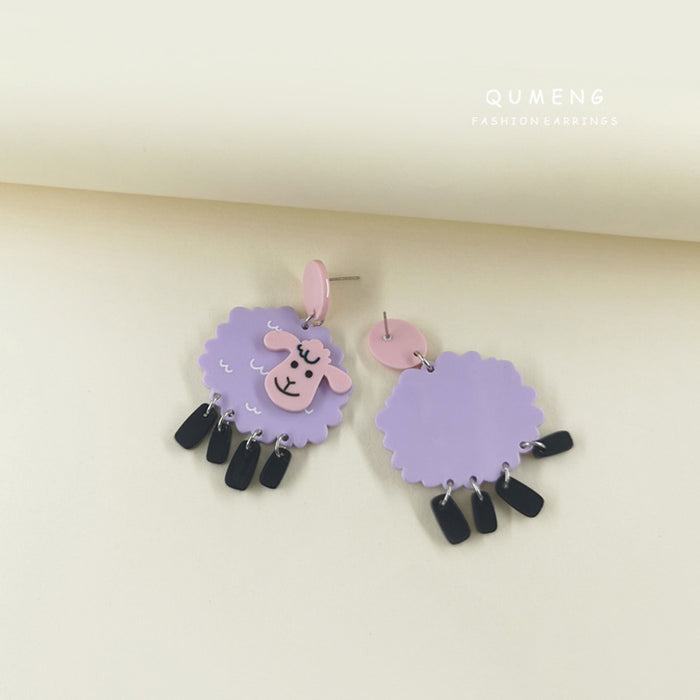 Wholesale Little Sheep Acrylic Printing Earrings JDC-ES-QingM005