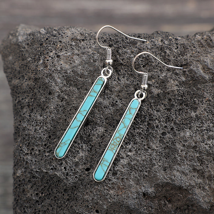 Wholesale Ancient Silver Geometric Line Earrings Western Retro Fashion Accessory