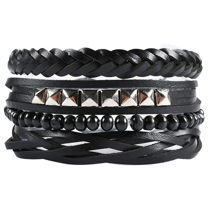 Wholesale 4pieces/pack Personalized Braided Four-piece Leather Bracelet JDC-BT-XH027