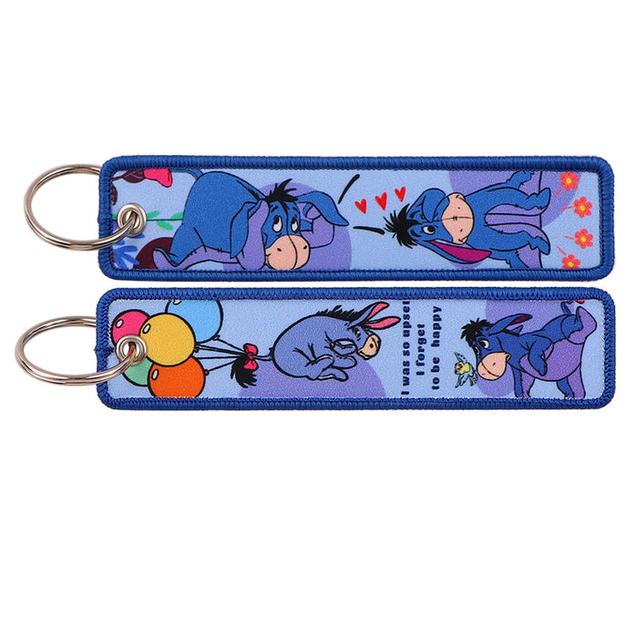 Wholesale Cartoon Cute Woven Label Lanyard Keychain JDC-KC-KKX004