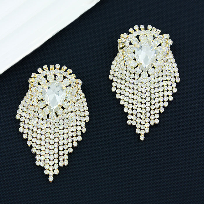 Wholesale Shiny Rhinestone Tassel Earrings Personalized Popular Women's Trend Diamond Earrings