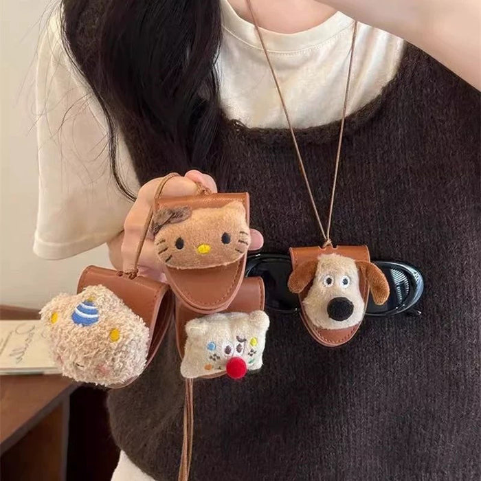 Wholesale Eyeglasses clip with a cute plush doll pendant eyeglasses case necklace