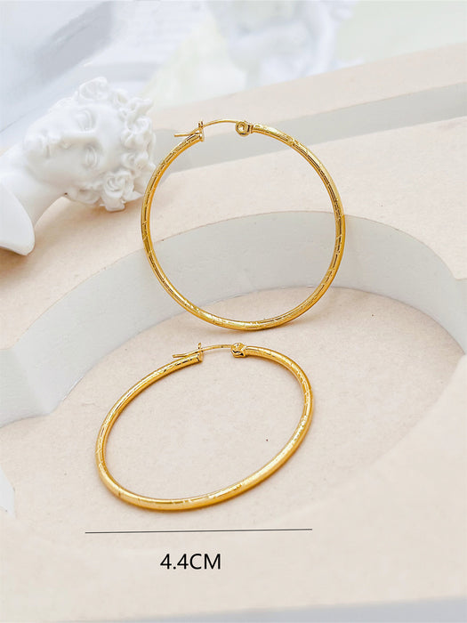 Wholesale Striped large ear loops vacuum electroplated gold