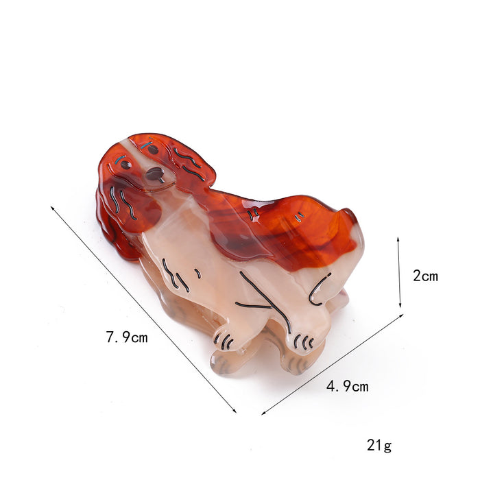 Wholesale Retro Dachshund Acetate Shark Hair Clip Wood Grain Texture Large Claw Clip
