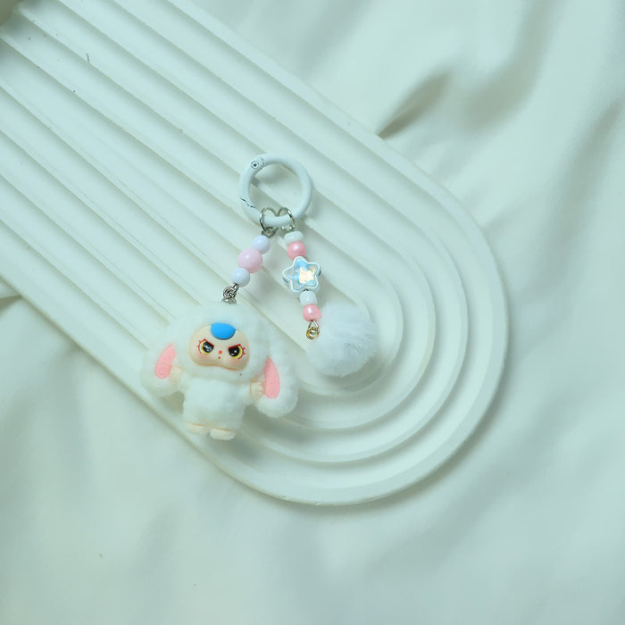 Wholesale Bowknot Flocking Big Ear Cartoon Keychain Schoolbag Pendant