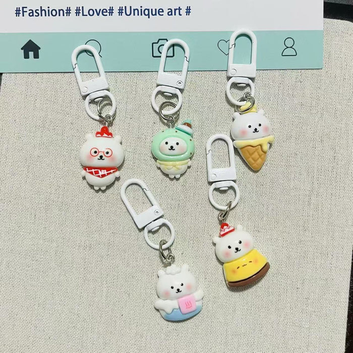 Wholesale Cute Cartoon Animal Keychain Bag Charm Resin Plastic For Student Backpacks And Girls Purses Fashion Accessory Gift