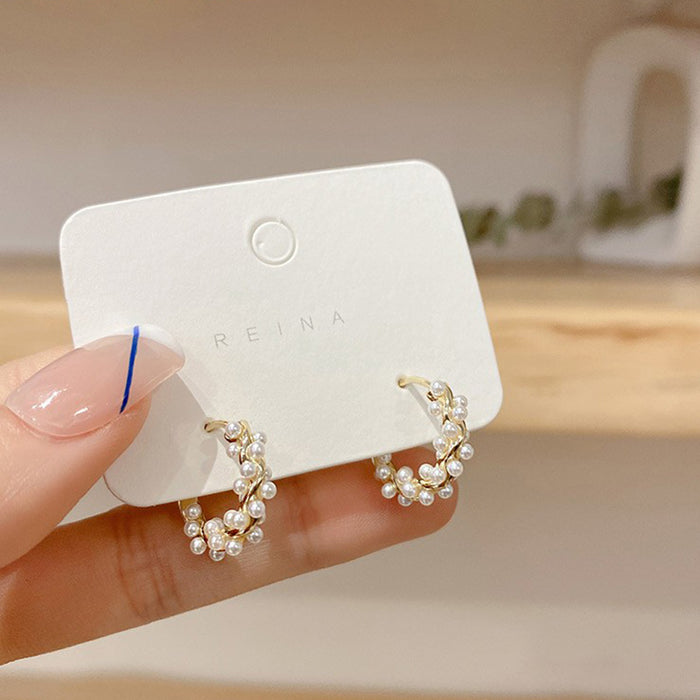 Wholesale  Silver Needle Pearl Ear Ring Women's Summer