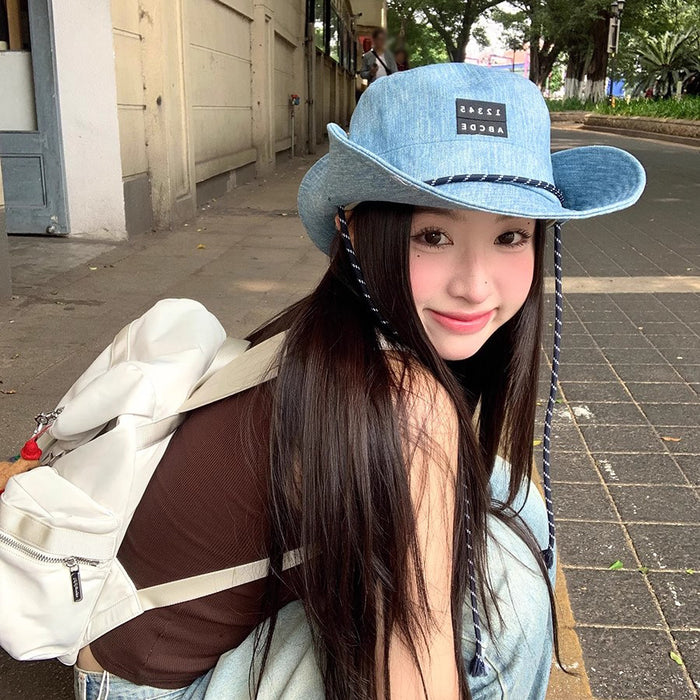 Wholesale Sunscreen camping fisherman hat, outdoor cycling strap hiking hat, large brim cowboy hat