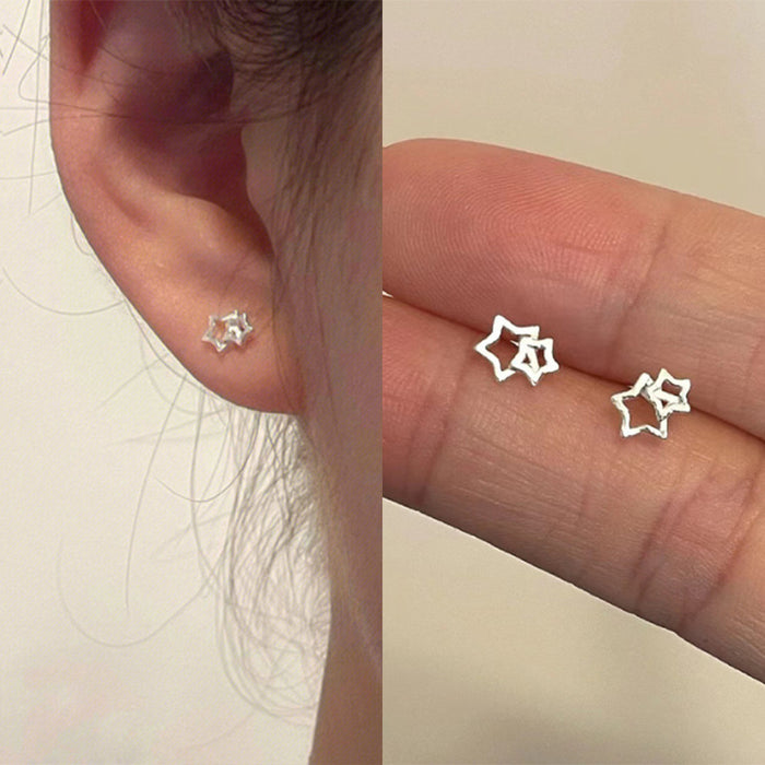 Wholesale S925 Silver Small Fresh Cute Hollow Star Earrings JDC-ES- XiangDuan001