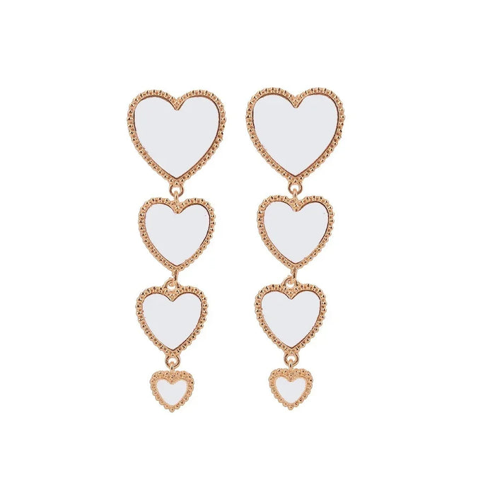 Wholesale Exaggerated fashion heart tassel earrings with oil droplets, cute heart-shaped earrings, earrings, pendants