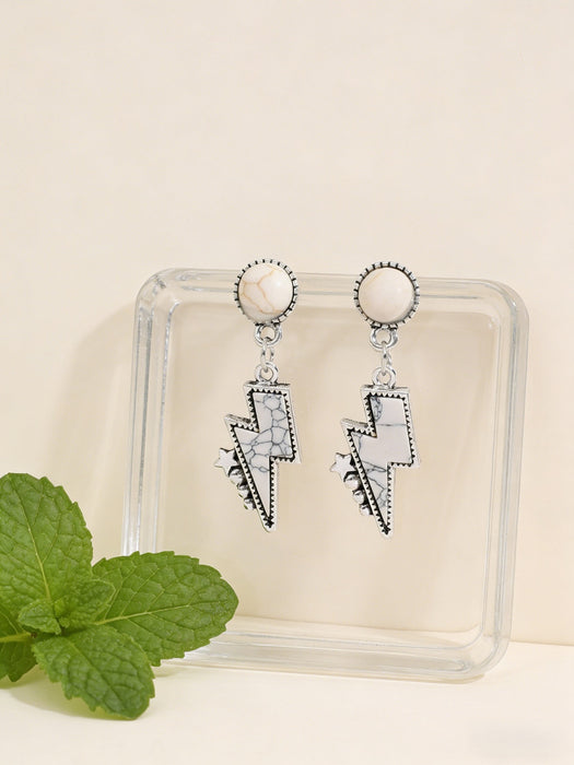 Wholesale Lightning Turquoise Geometric Earrings Ethnic Style Fashion Jewelry