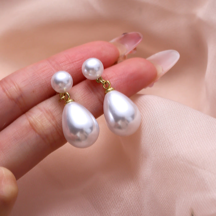 Wholesale Advanced design, pearl earrings, temperament, silver needle earrings