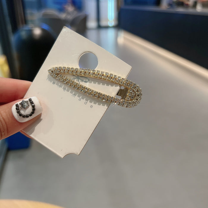 Wholesale Hair Accessories Clip Water Drop Hairpin with Diamond Side Hairpin