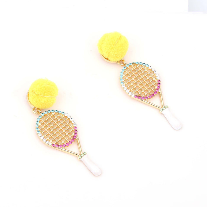 Wholesale personalized sports alloy tennis racket exaggerated earrings diamond earrings