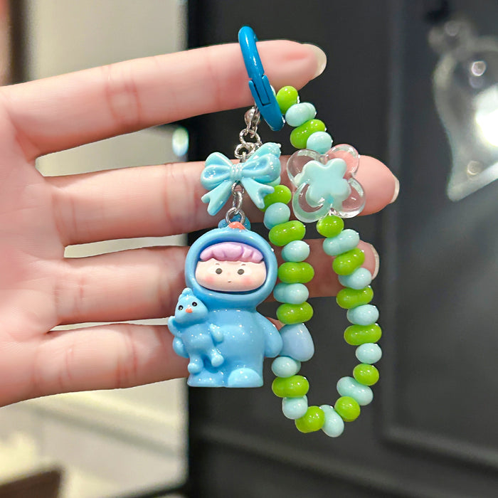 Wholesale Cartoon Doll Beaded Key Chain Cute Bag Pendant Car Decorative Chain Gift