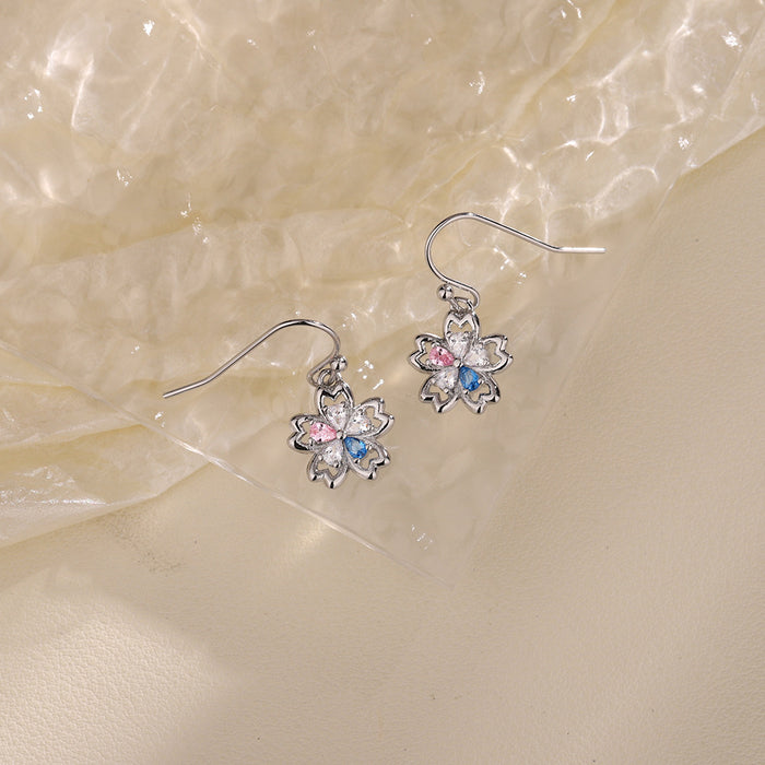 Wholesale Yixuan's new light luxury high-end temperament, fashionable flower earrings, colorful zircon earrings