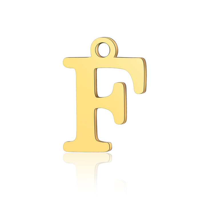 Wholesale 5 Pcs Titanium Steel Letter 26 Gold Capital English Letter Pendants JDC-PT-QZ001