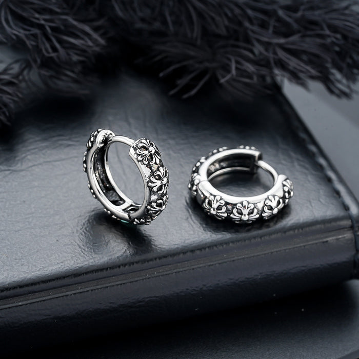 Wholesale Cross earrings, fashionable retro personalized design, patterned ear buckles, women's high-end and versatile earrings