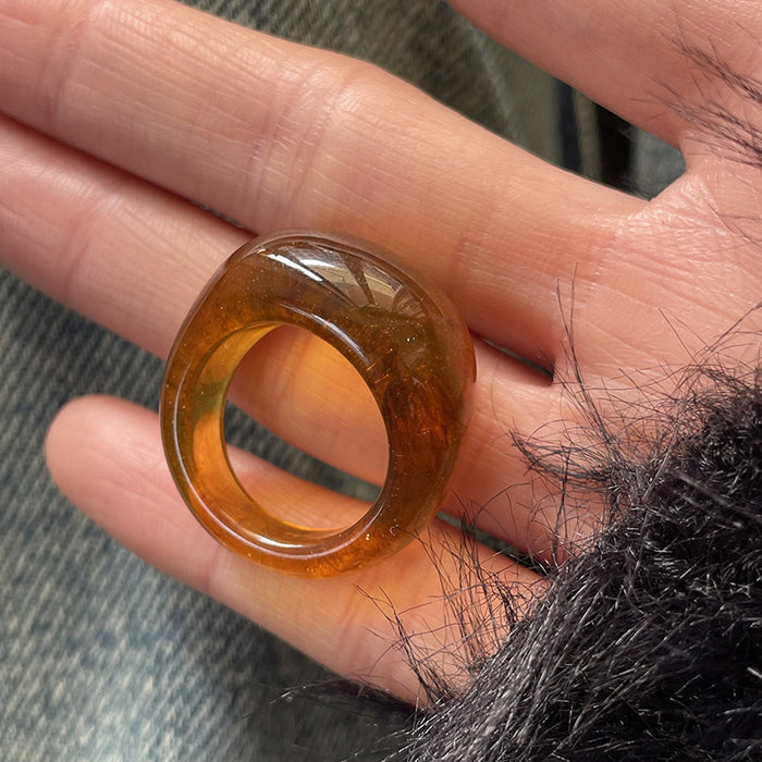 Wholesale Cold style retro open ring with resin layering, niche high-end feeling, simple and versatile index finger ring