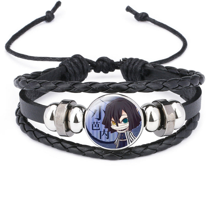 Wholesale Cartoon Time Gem Leather Handwoven Adjustable Bracelet