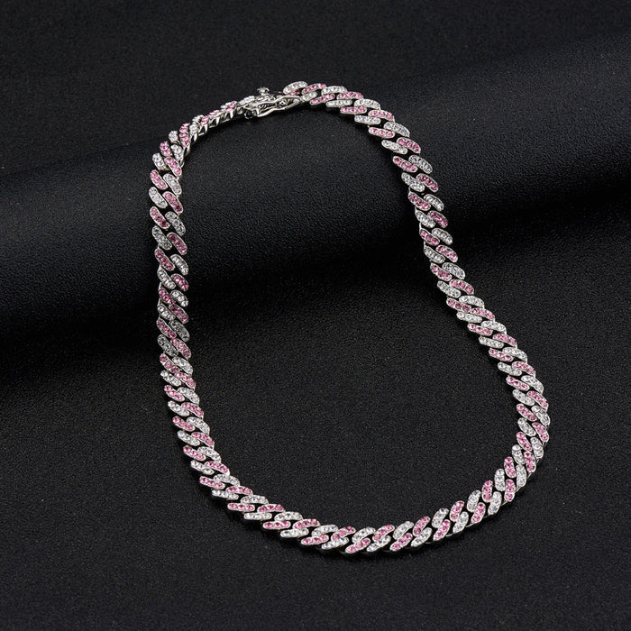 Colliers en gros zinc en alliage en alliage rhombus chaîne cubaine complète diamant hip hop jdc-ne-xuand006