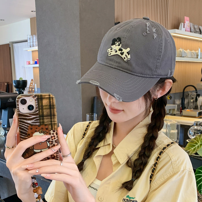 Wholesale Cute cartoon sticker duckbill hat, fashionable vintage soft top baseball cap