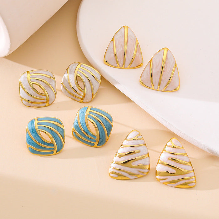 Wholesale hollow oval earrings titanium steel earrings