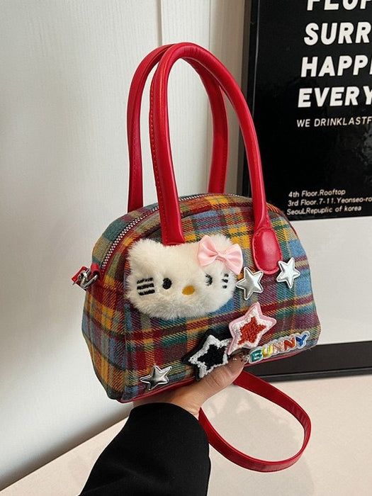 Wholesale Women's Fine Plaid Cute Bow Portable Shoulder Bags