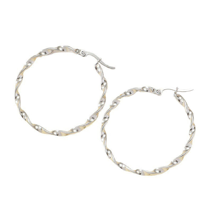 Wholesale Minimalist plain circle spiral stainless steel earrings for women, fresh and niche design, titanium steel earrings