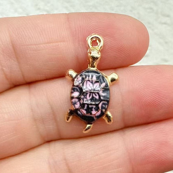 Wholesale 10pcs DIY Colorful Turtle Bracelet Pendant Alloy Oil Drip Accessories Hanging Earrings