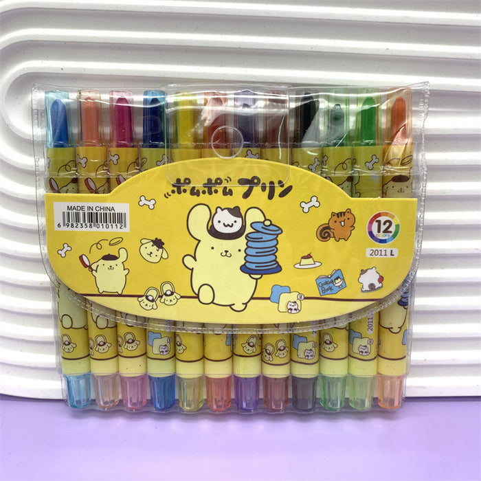 Wholesale Cartoon Cute Spinning Crayons 12 Color Oil Pastel Painting Brushes (S) JDC-CY-YunL001
