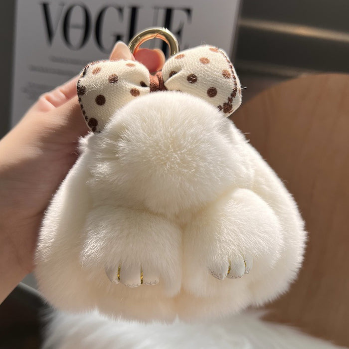 Wholesale Cute Otter Rabbit Hair Bow Car Keychain Pendant Plush Doll Book Bag Pendant