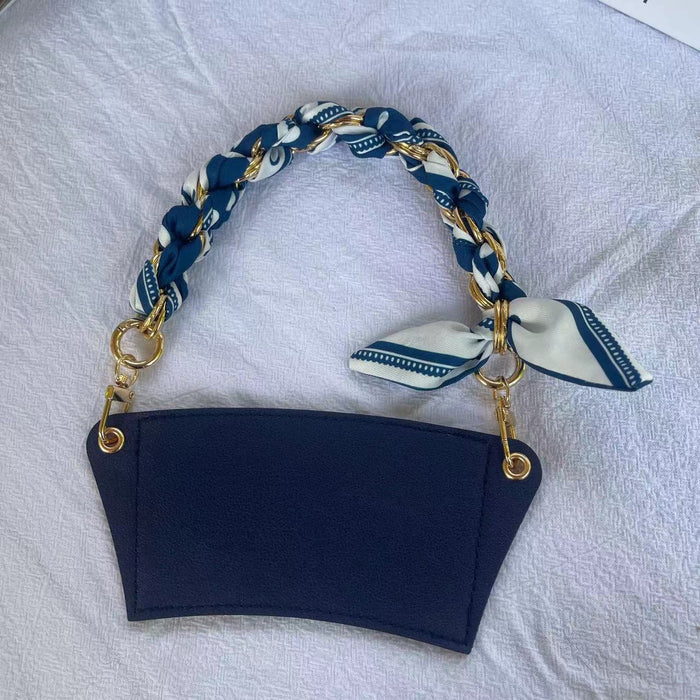 Wholesale  Acrylic Chain Portable Detachable Portable Coffee Cup Leather Heat Insulated