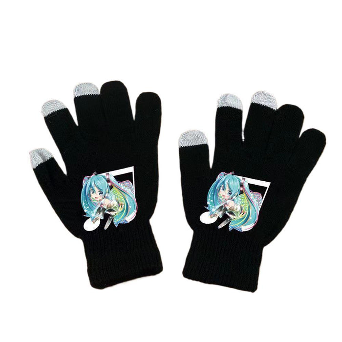 Wholesale Autumn and winter cold-resistant touchscreen full-finger windproof cycling knit gloves