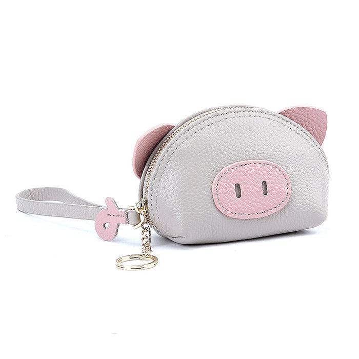 Wholesale Cute Hand Wallet Women's Cartoon Small and Exquisite Piglet Genuine Leather Zipper Coin Coin Coin Purse