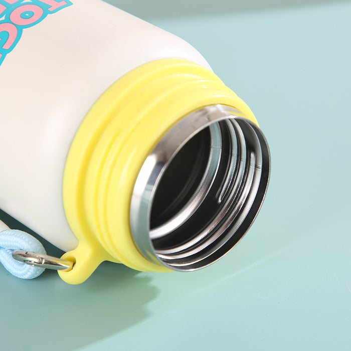 Wholesale Stainless Steel Thermos Cup Toast Rabbit Cute Graffiti Double Drink Cup  with Lanyard Children' s Water Cup