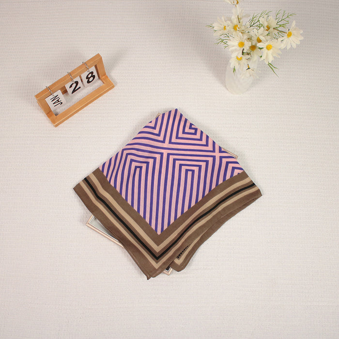 Wholesale Cotton and Linen Hand Feel Small Square Scarves Small Fragrant Style Striped Small Scarves Fashionable Women's Headscarves JDC-SS-MC004