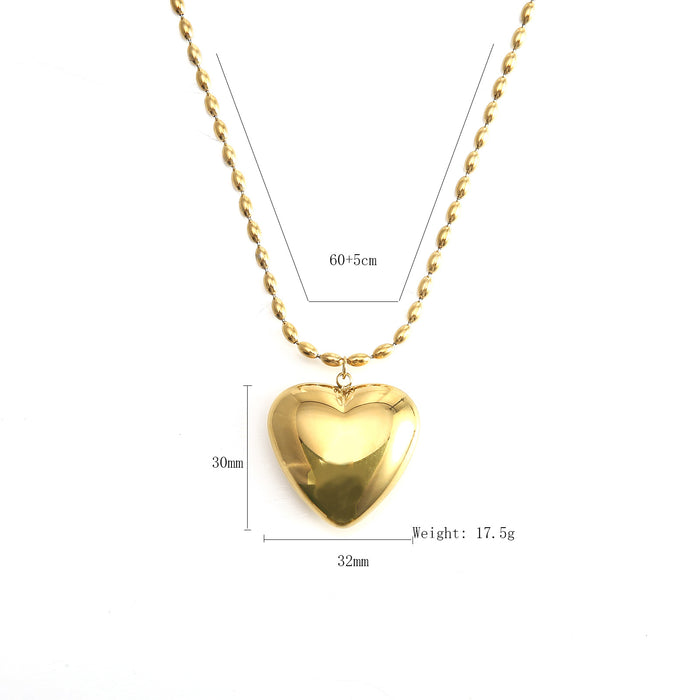 Wholesale Peach heart stainless steel heart-shaped necklace with exaggerated temperament, wholesale of heart-shaped accessories