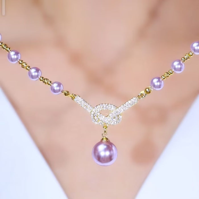 Wholesale Purple full diamond bead necklace